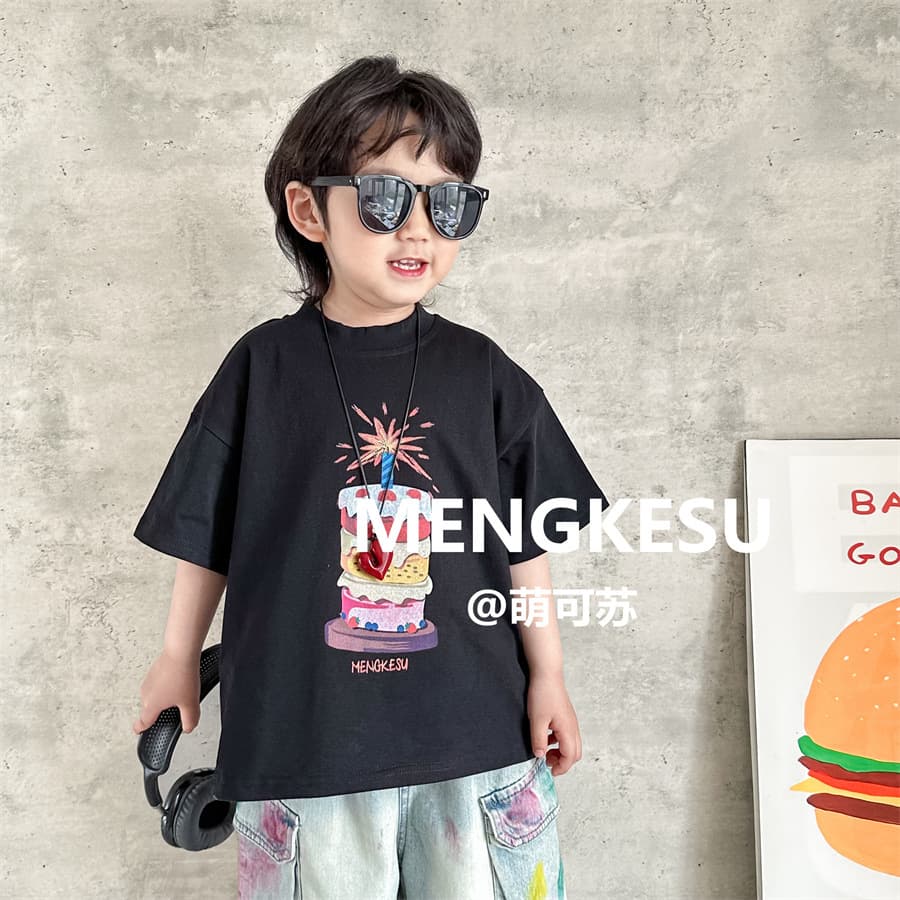 Mengsu Kids Fashion Brand Short Sleeve T-Shirt 2026 Summer Style Boys T-Shirt Toddler Baby Cotton Top