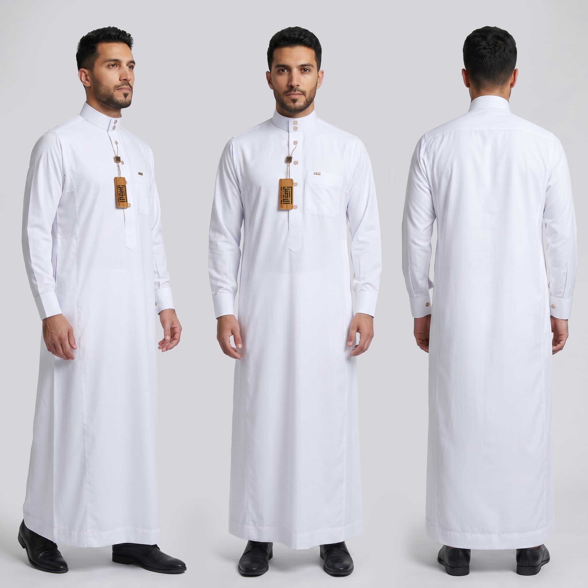 ST04 New Men's Casual Thobe with Metal Buttons, Stand-up Collar, Half-Zip, Basic Style, Suitable for All Seasons