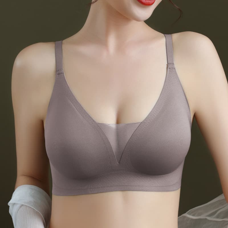 Jelly Skin Nude Feel Seamless Bra for Women, Wire-Free Small Bust Push-Up Side Boob Control Non-Shift Adjustable Bra