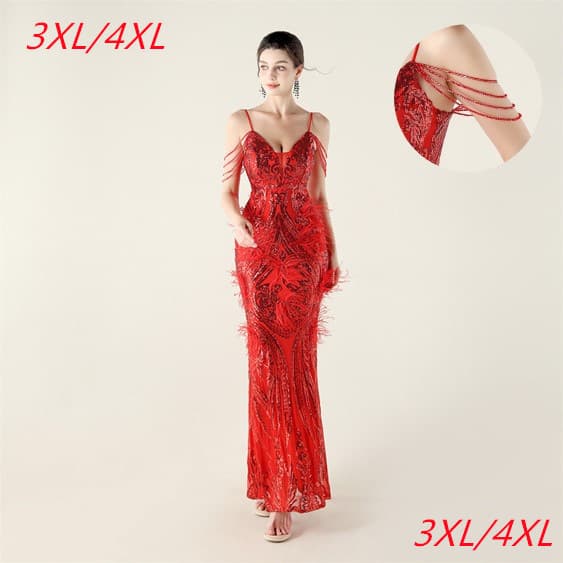 33576-S# Positioned Sequin Feather Decorative Beading 2025 New Multi-Color Mermaid Evening Gown