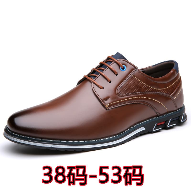 Men's Shoes Lace-up Casual Leather Shoes 38 To 53 Wide Fat Packaged In Boxes Bags Can Be Widened Thickened