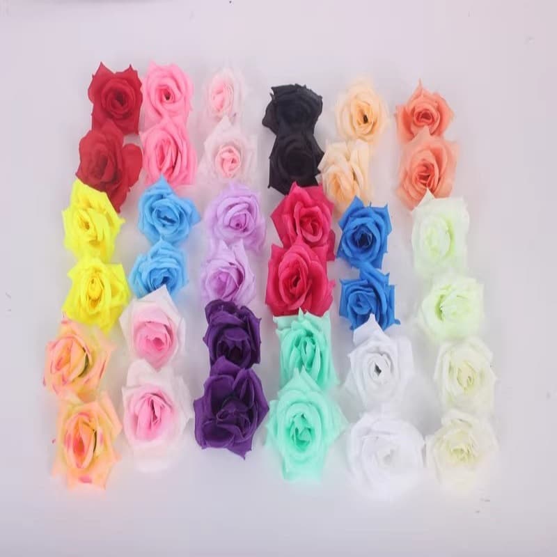 Artificial Large Rose Flower Head Silk Flower Ball Curled Rose Flower Brooch Hat Decoration Photography Prop