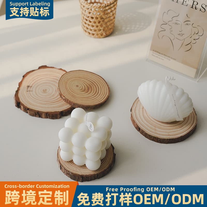 Aromatherapy Candle Tray Wooden Simple Ins Style Decorative Round Candle Base Wood Pad Stock Wholesale