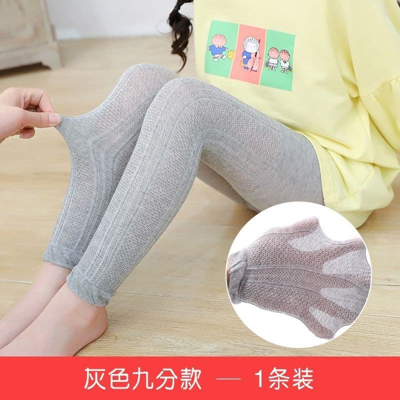 Girls' pantyhose baby leggings children's baby nine-point pure cotton summer thin white mesh one-piece breathable