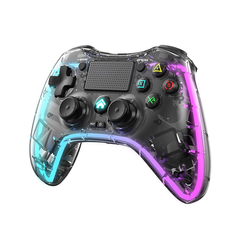 Suitable for PS4 wireless controller Switch Android IOS mobile phone and computer colorful light handle transparent crystal
