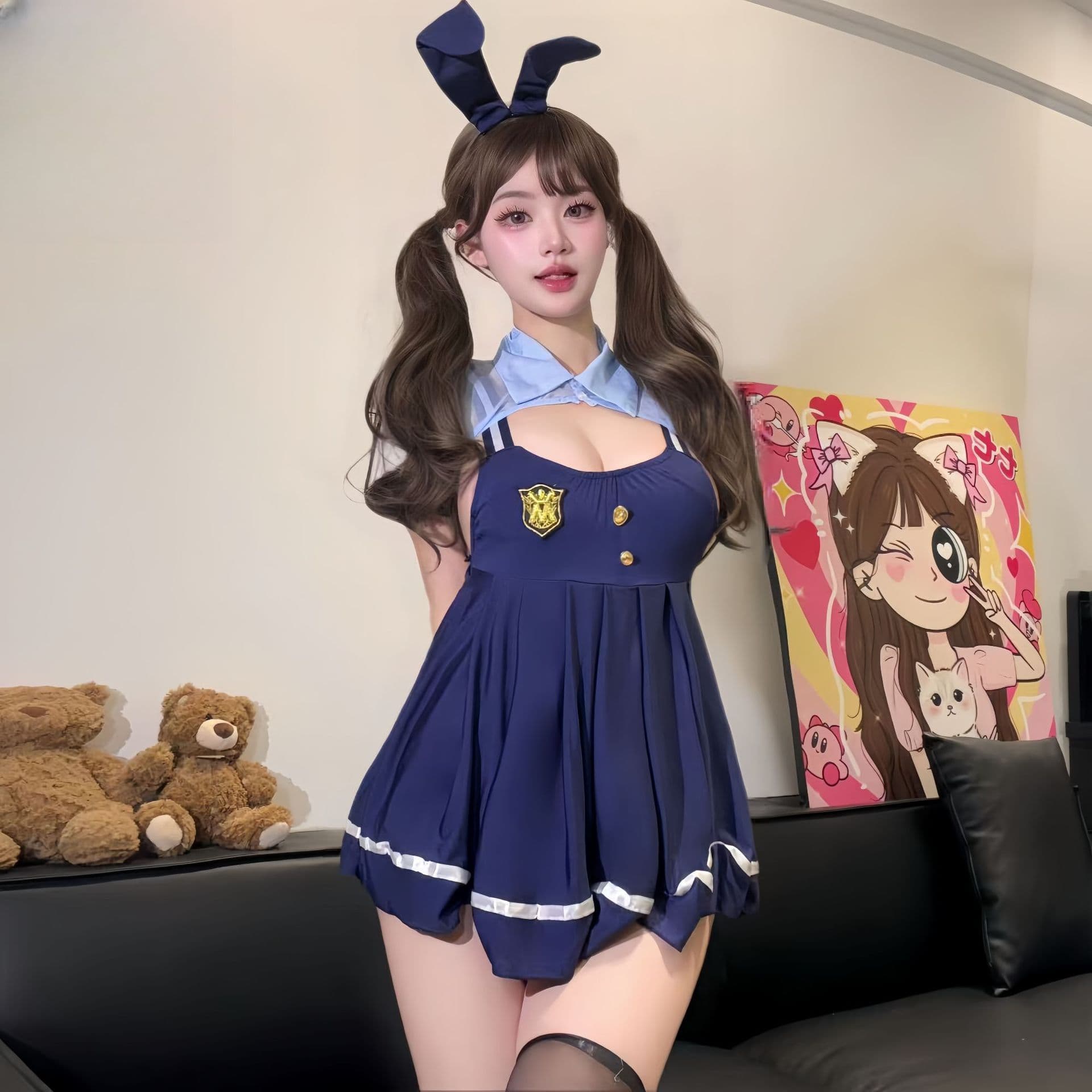 Drunk Cellar Twilight Temptation Sexy Lingerie JK Pleated Cute Bunny Girl Uniform Pure Desire Sexy Suspender Suit