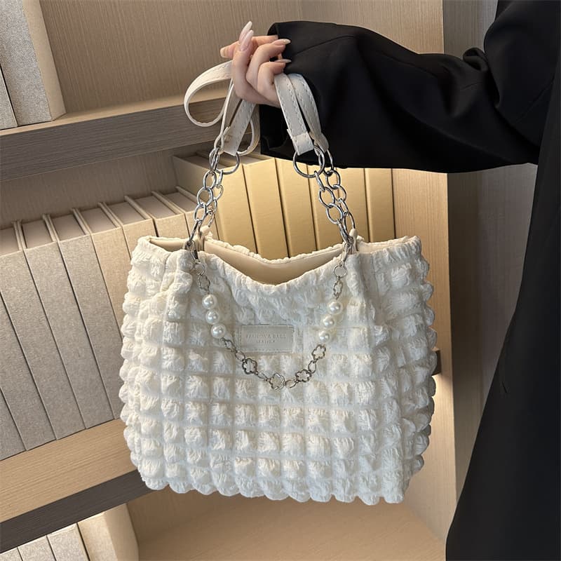 2023 New Fashion Bubble Check Hand-held Shoulder Large Capacity Tote Bag Women's Bag Supports Large Volume Wholesale and Mixed Batch