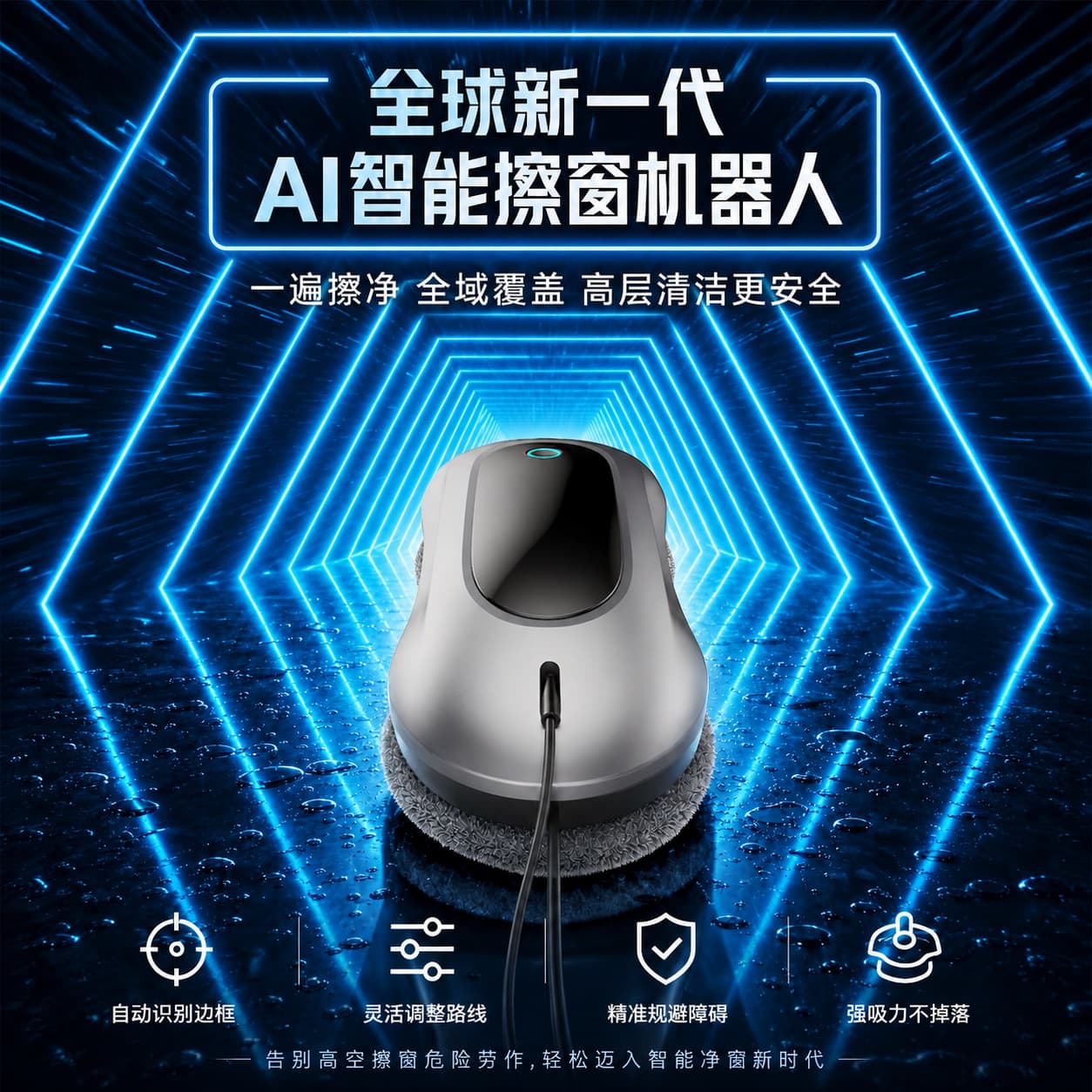 Cross-Border Smart Window Cleaning Robot for Home Use, Electric Window Cleaning Robot, Glass Cleaning Gadget, Direct Sales from Manufacturer