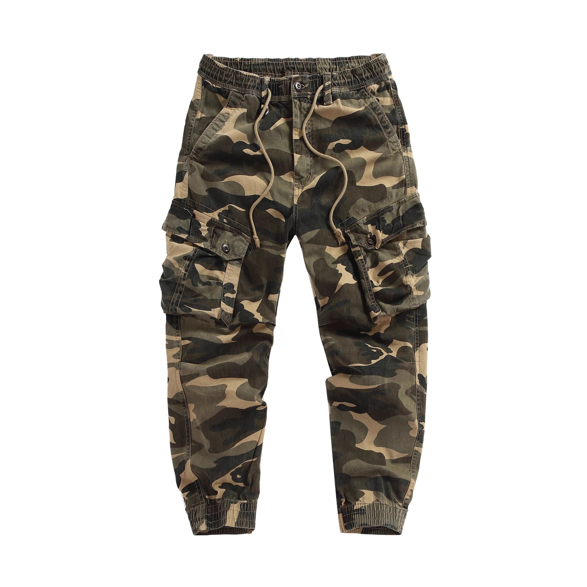 2025 Fall/Winter New Amazon EU/US Camo Cargo Pants Men Multi-Pocket Zipper Military Style Tapered Long Pants