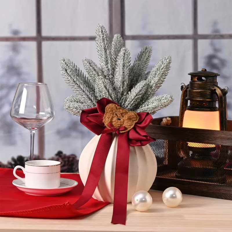 Cross-border Simulation Green Plant Christmas Pine Needle Decoration 3D Snowflake Pine Branch Christmas Tree Floral Plant Accessories