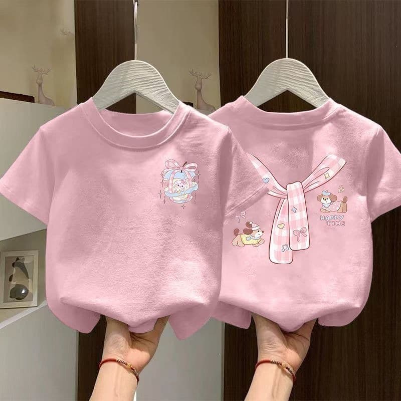 Girls' Summer Versatile Short Sleeve T-Shirt 2026 New Cute Style Top Children's Casual Summer 12