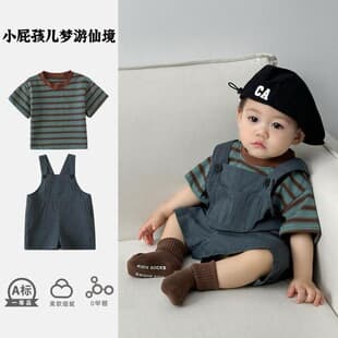 Baby Boy Set Summer New Toddler Strap Clothes Summer Boys' Summer Kids Wear Little Boy Two-Piece Set