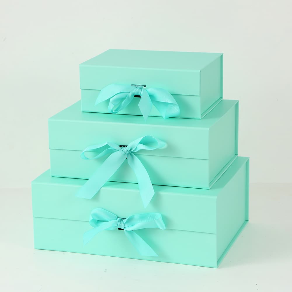 One-Piece Foldable Magnetic Flip-Top Gift Box with Bow, Empty Favor Box, Cross-Border Packaging Box, Customizable