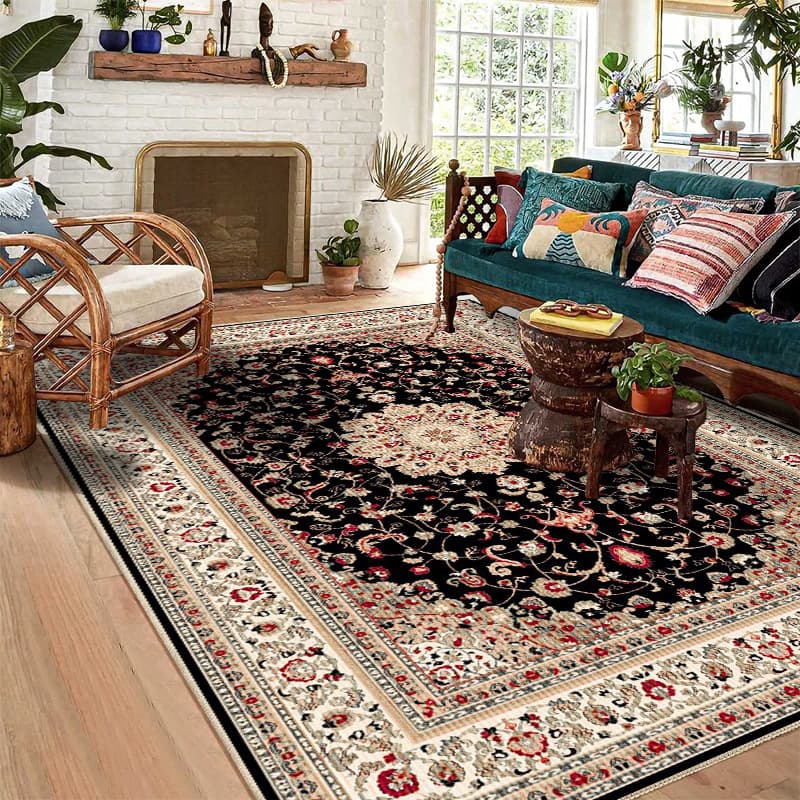 Cross-border new retro Persian carpet floor mat European classical living room full bedside blanket B&B decorative sofa blanket