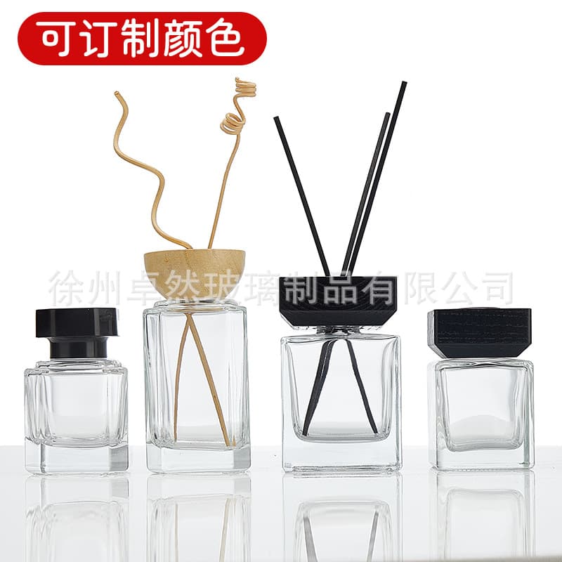 Hexagonal Aroma Bottle 100ml Transparent Square Rattan Essential Oil Diffuser Bottle High-End Refillable Bottle Wholesale