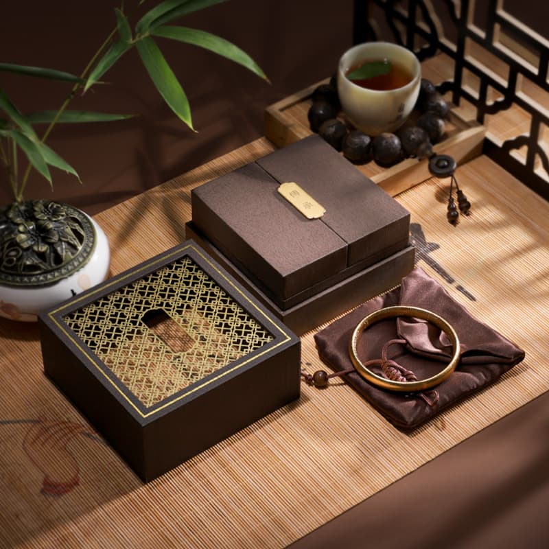 Premium Traditional Gold Jewelry Bracelet Packaging Box Jade Bead Bracelet Collectible Gift Storage Box Vintage