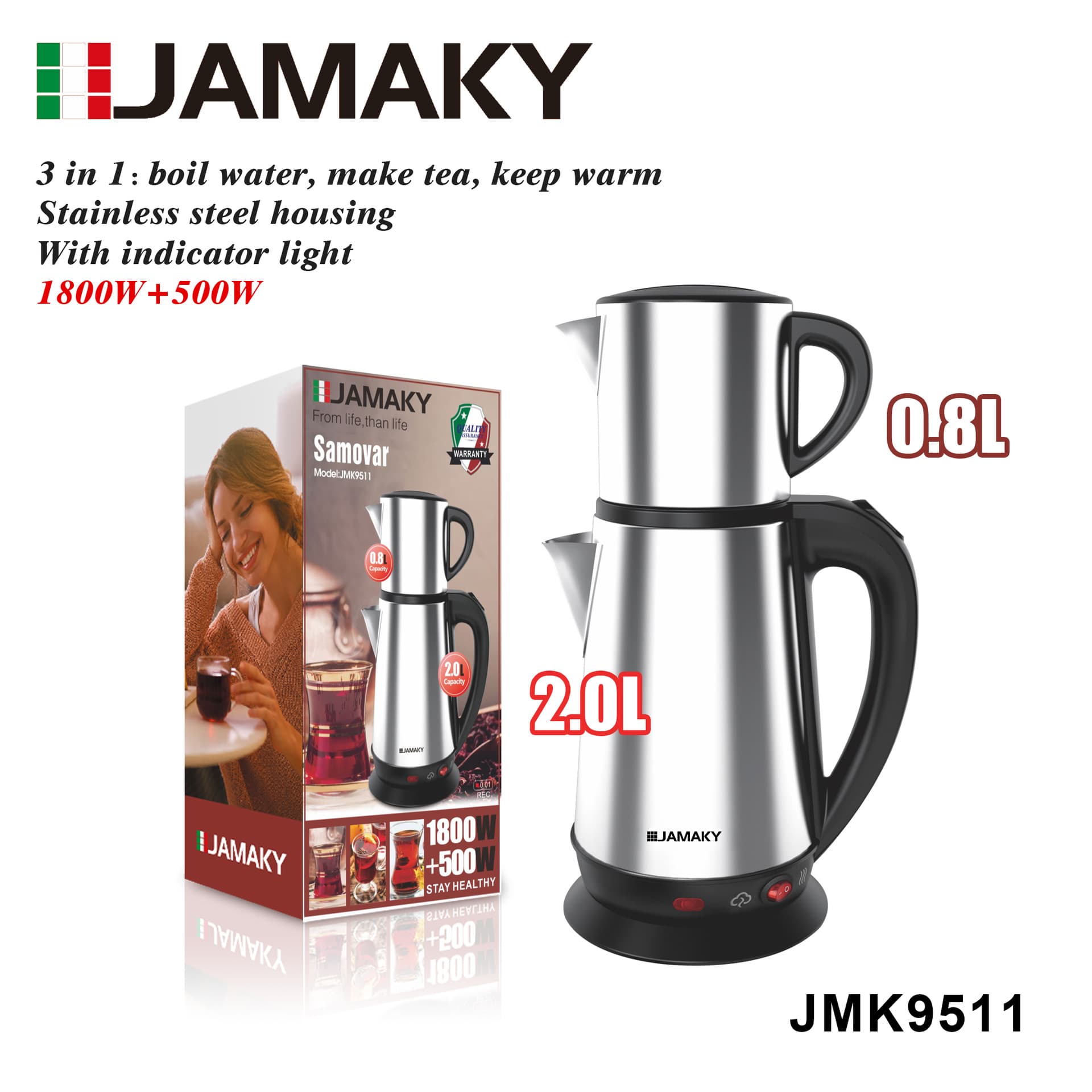 JAMAKY Electric Stainless Steel Coffee Pot Traditional Turkish Pot Electric Turkish Large Capacity Coffee Maker