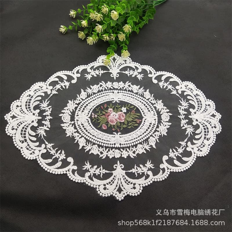 European style embroidered vintage lace coffee table mats dust covers photography props sofa cushions decorative plate mats napkins
