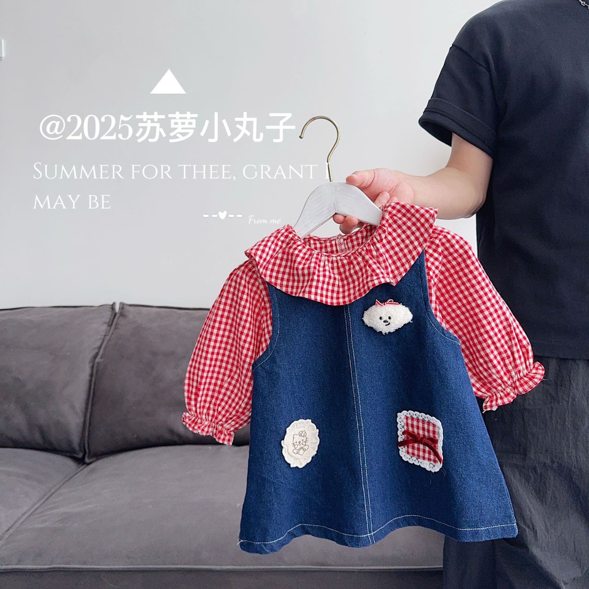 2025 Autumn Fashionable and Cute Denim Vest Dress for Girls Aged 0-3 (Wear as Outerwear)