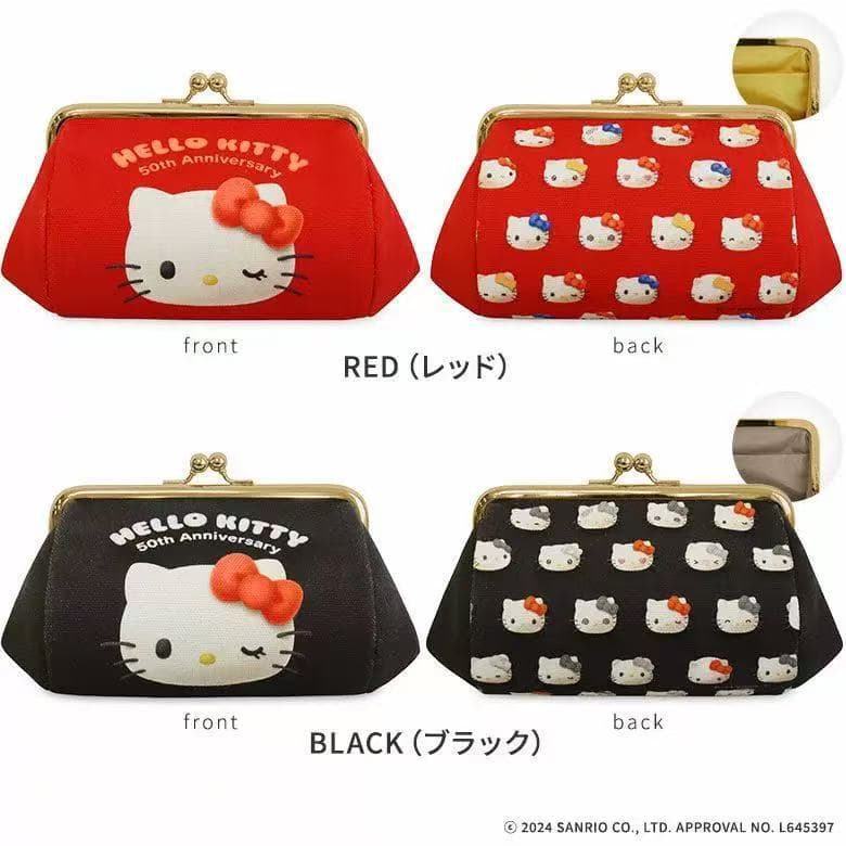 Japanese Cartoon Cute 50th Anniversary Hello Kitty Clip Bag Large Capacity Cosmetic Bag Storage Clutch Bag