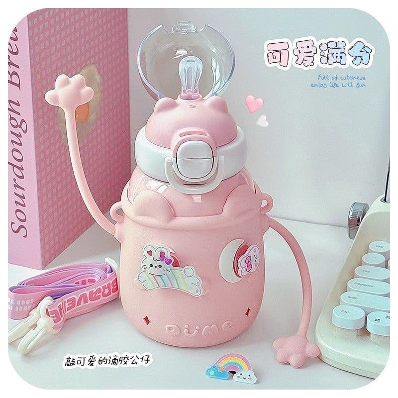 Children's Water Cup 2025 New 316 Stainless Steel Insulated Cup with Straw for Instagram Girl Students (Default Cute Style)
