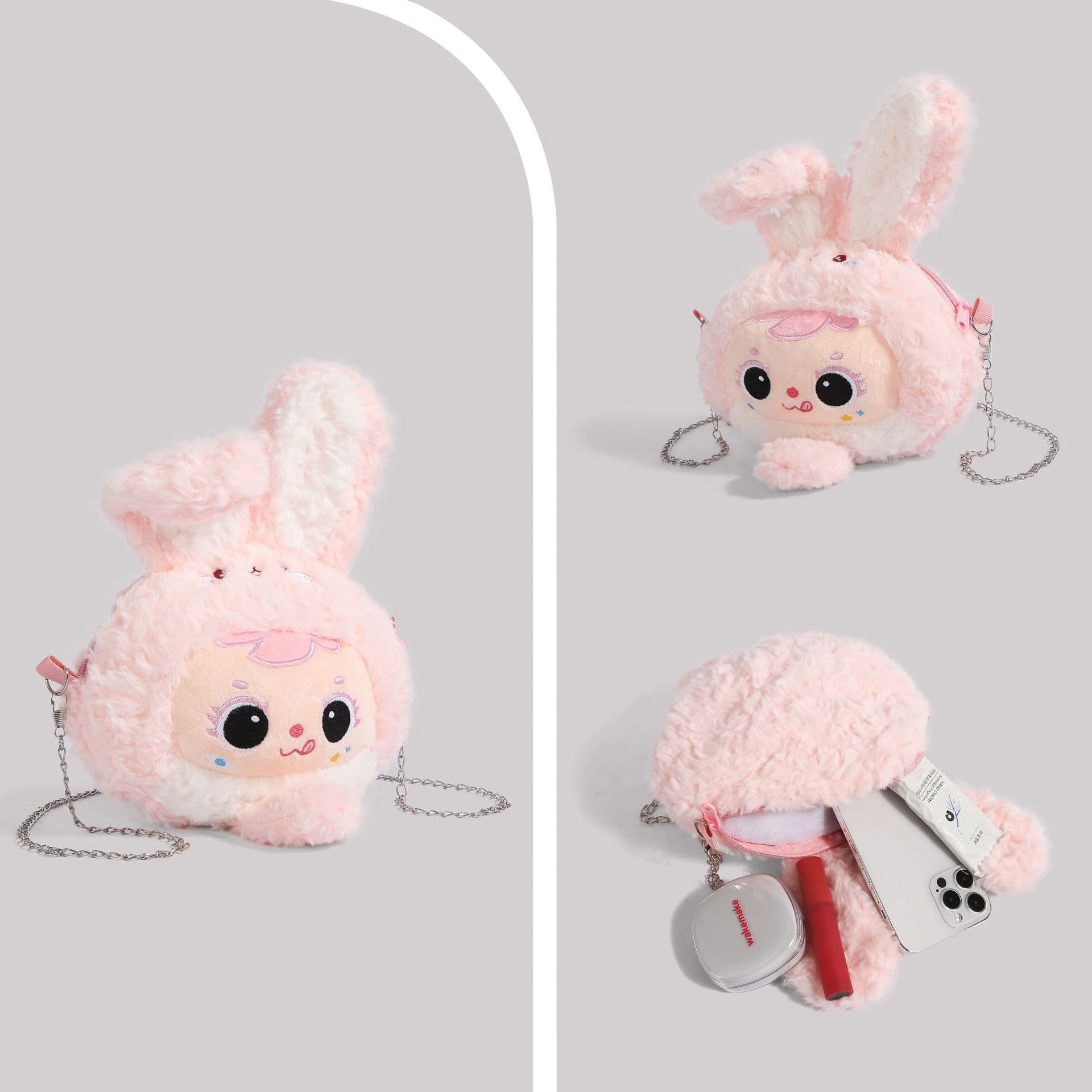 Wholesale children's bag plush cute bunny toy bag practical girl bag mobile phone bag birthday gift crossbody bag