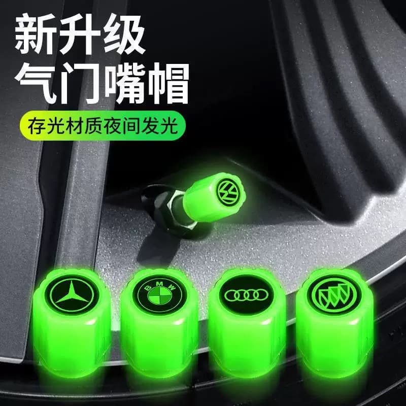 Car Tire Valve Stem Caps Glow in the Dark Upgraded Tire Valve Core Caps Auto Air Valve Caps Valve Core Set