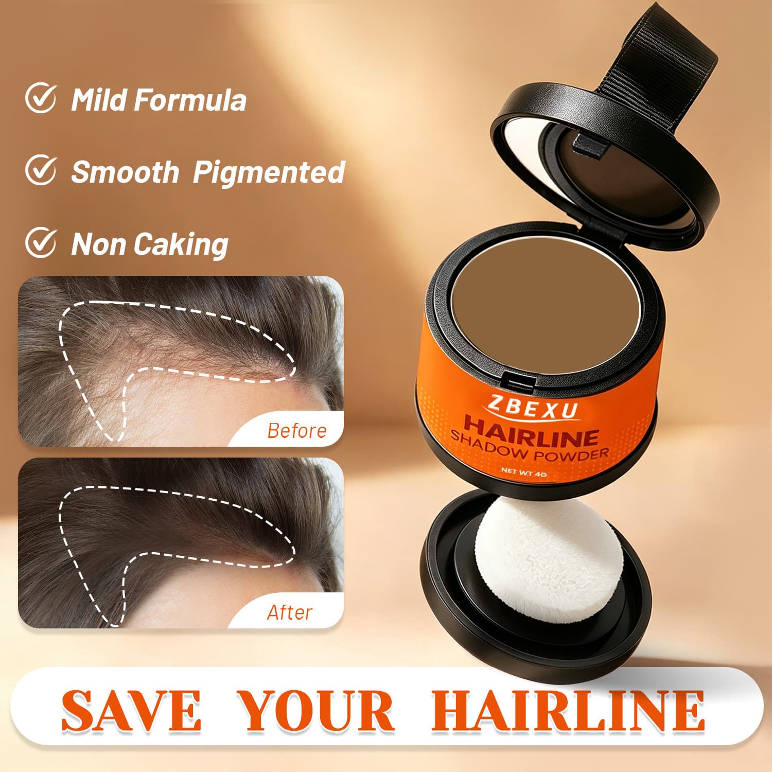 Cross-border supply hairline powder for filling hair, covering forehead hairline, waterproof shading, hair repair powder, temple line