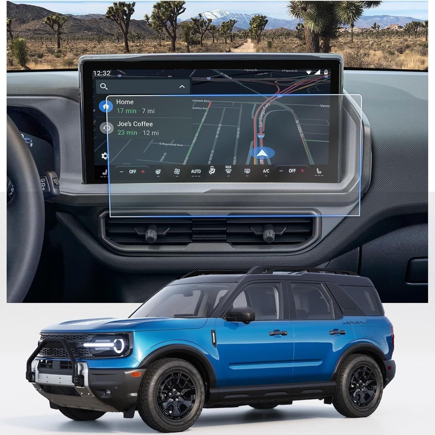 Suitable for 26 Ford Ranger central control navigation Mustang Maverick tempered film interior Bronco