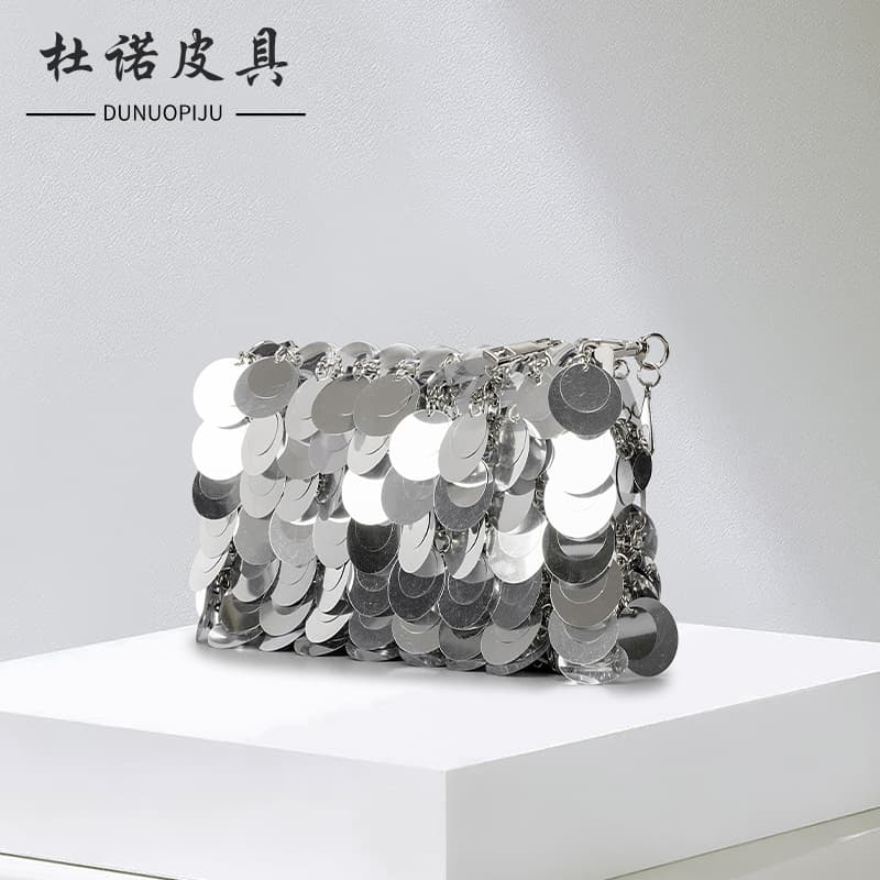 Mini Bling Sequin Evening Bag Women's Handbag Metal Chain Crossbody Shoulder Bag Sparkling Shiny Party Purse Fashion Trend