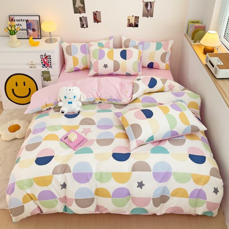 2024 New Cotton Jet Printing Four-Piece Set Student Dormitory Cotton Three-Piece Set Bed Sheet Quilt Cover Bedding