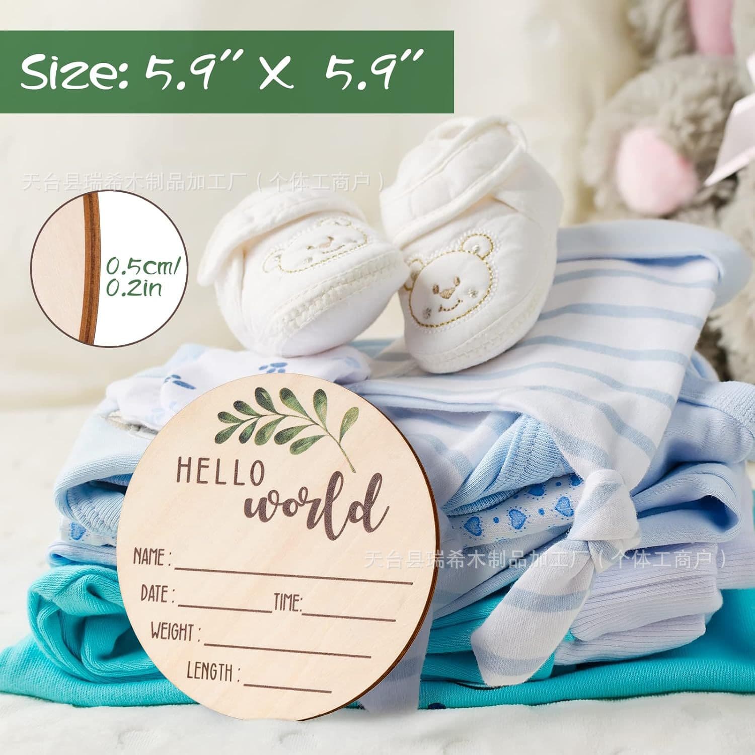 Creative Wooden Milestone Card Minimalist Newborn Photo Prop Memorial Milestone Round Printed Month Card