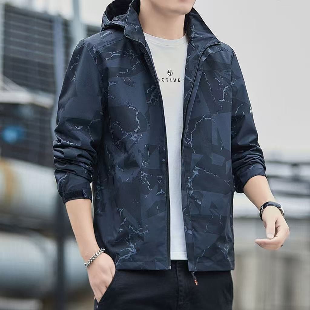 Men's New Hooded Camo Jacket Korean Style Spring/Autumn Trendy Casual Utility Tech Wear Lightweight Top