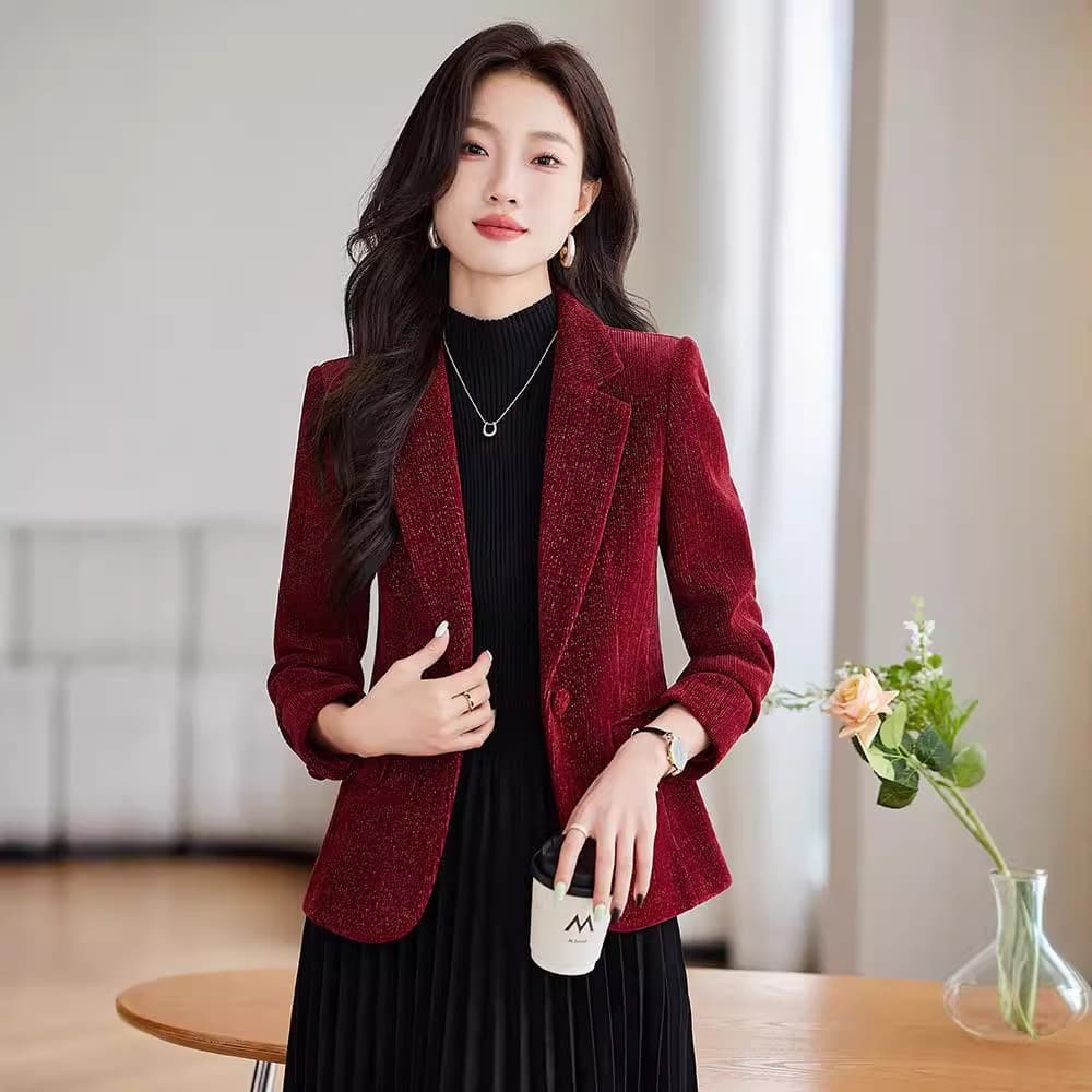 2024 New Autumn Corduroy Casual Long-Sleeve Fashion Women's Blazer Jacket