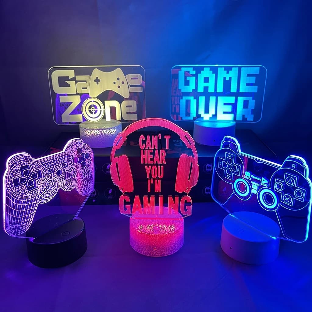 Cross-border creative 3D night light acrylic touch remote control switch atmosphere light LED16 color dimming creative table lamp