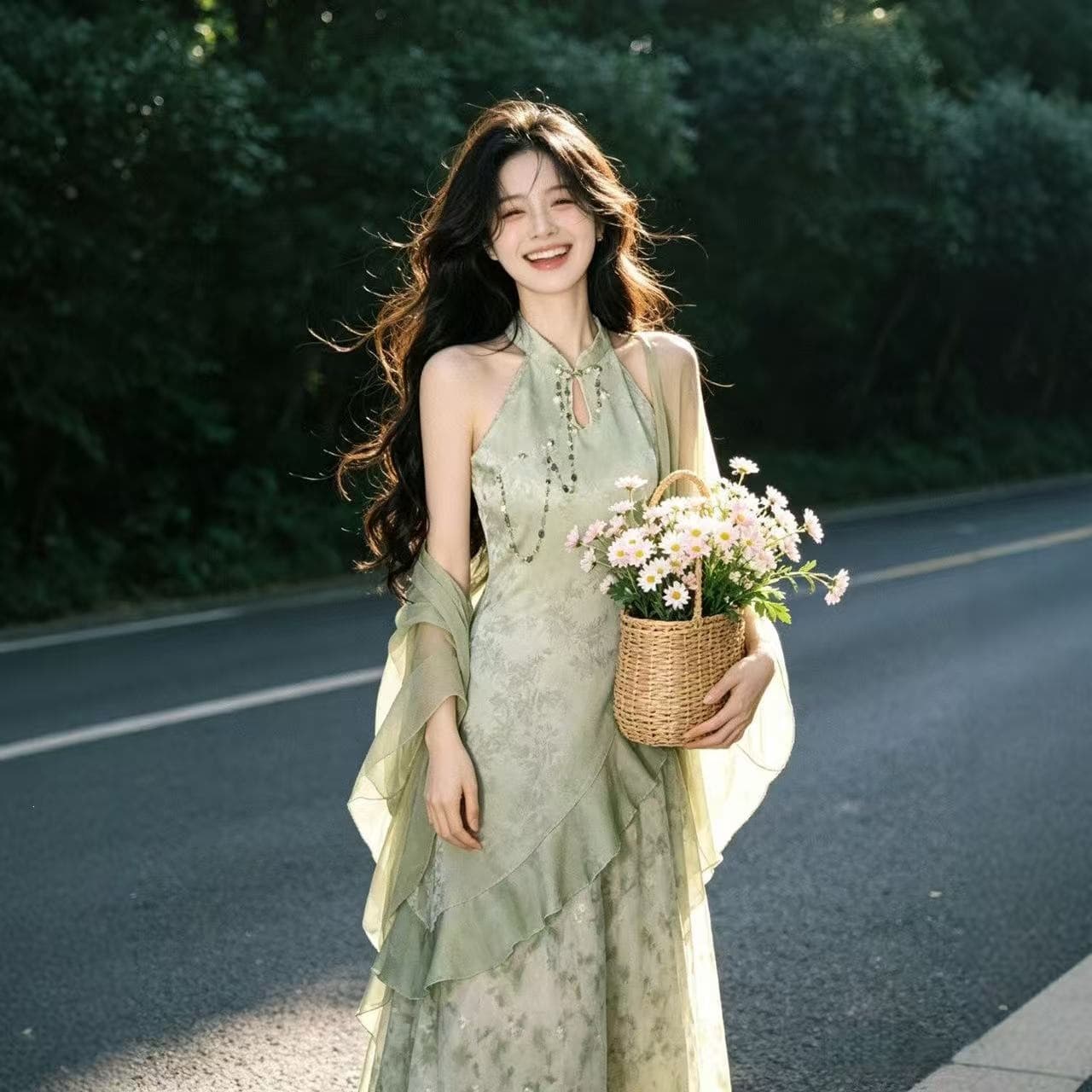 New Chinese style 26 summer national style improved cheongsam dress cardigan two-piece set with a sense of atmosphere and a beautiful long skirt