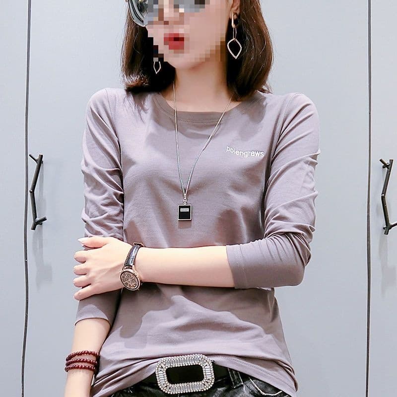 Cotton long-sleeve top for women, fashionable new style trendy women's clothing, versatile and elegant for spring and autumn.