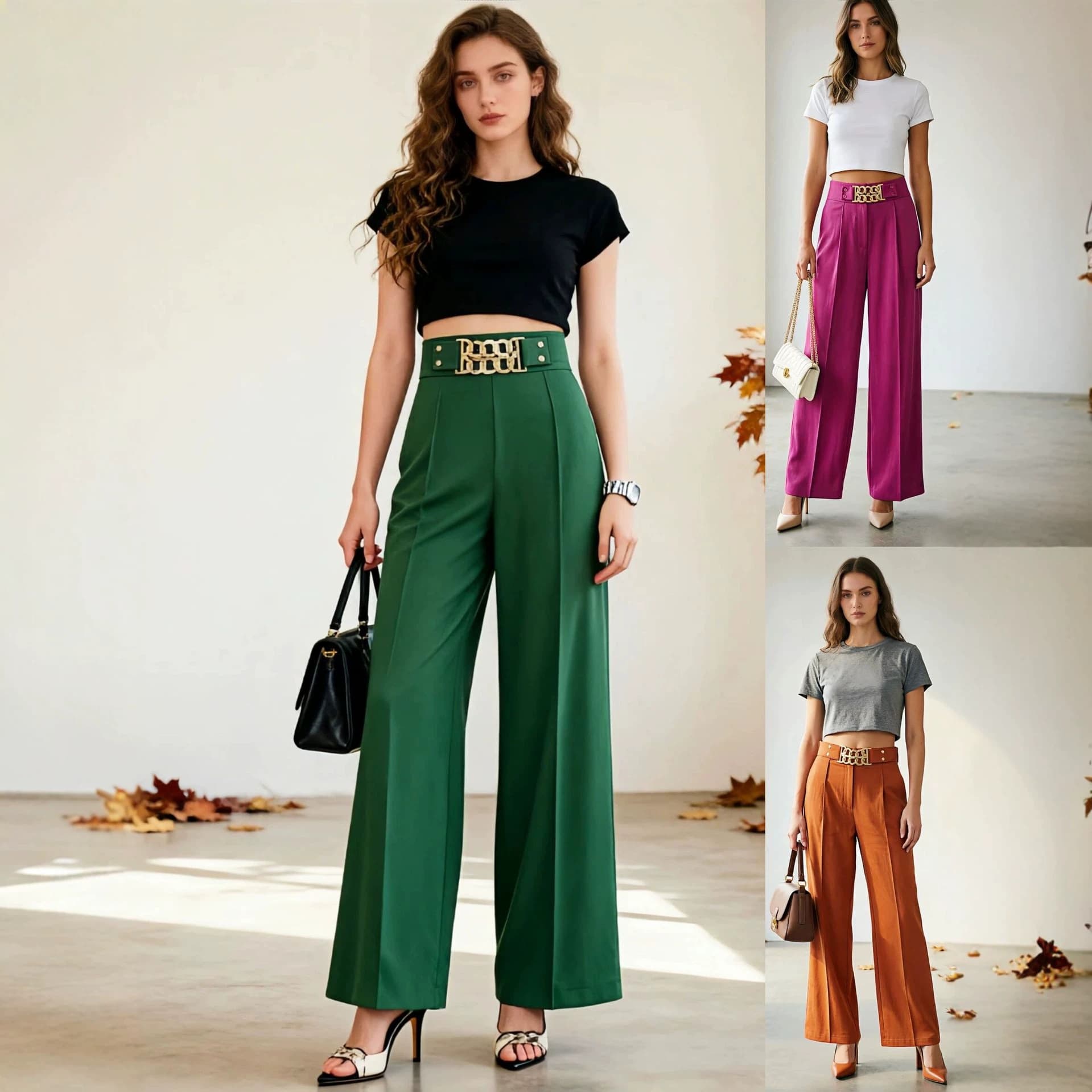New European and American Amazon Cross-Border Women's Pants, High-Drape Long Pants, Wide-Leg Pants, Straight-Leg Pants, Casual Pants for Women