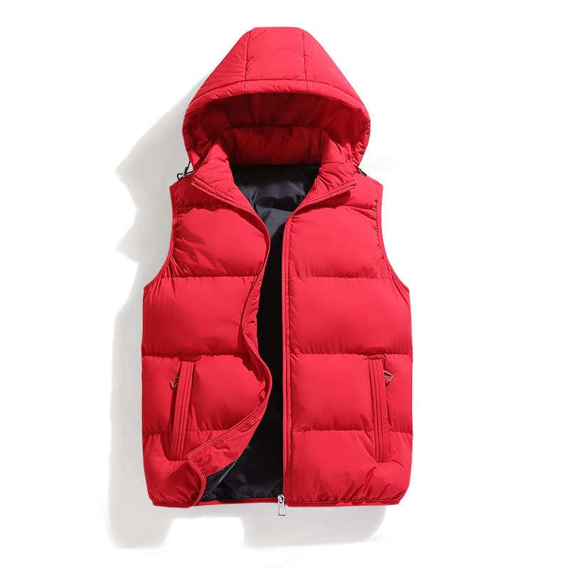 Cross-border Cotton Vest Men's Autumn Winter New Hooded Plus Size Vest Foreign Trade Stock Men's Solid Color Cotton Padded Vest