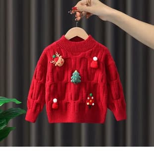 Girls' Korean Style Sweater New Autumn Winter Fashionable Kids Christmas Knit Base Layer