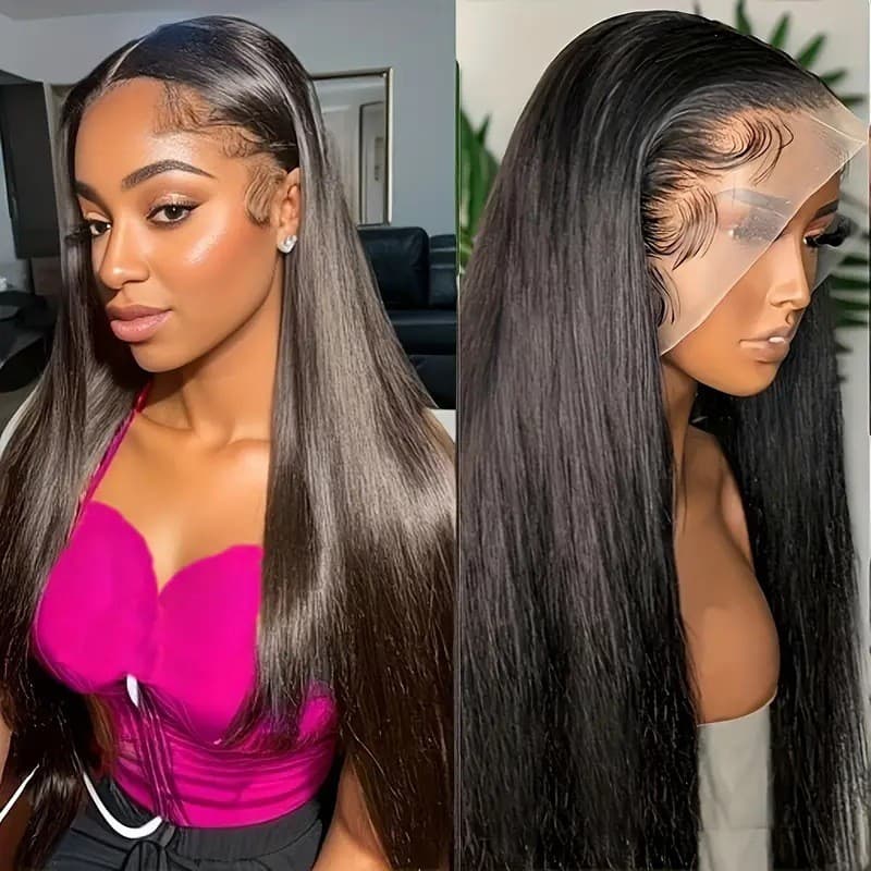 Amazon Cross-Border Foreign Trade European and American Fashion Lace Front Straight Hair African Hot-Selling Lace Front Middle Part Straight Wig