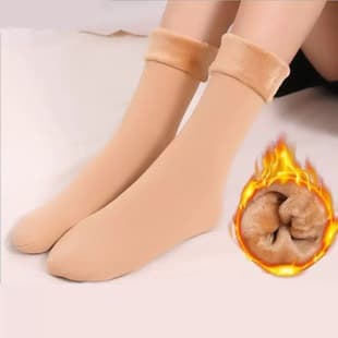 Winter Women's Snow Socks, Thickened and Warm Fleece-Lined Floor Socks, Postpartum Socks, Vertical Stripe Mid-Calf Socks