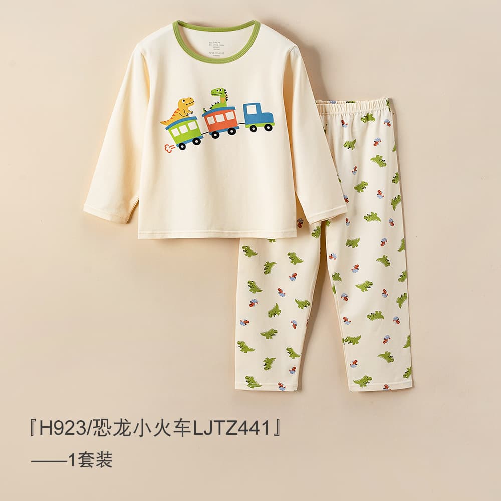 Children's Pajamas 100% Cotton Thin Style Boys Homewear Girls Long Sleeve Underwear Set for Kids