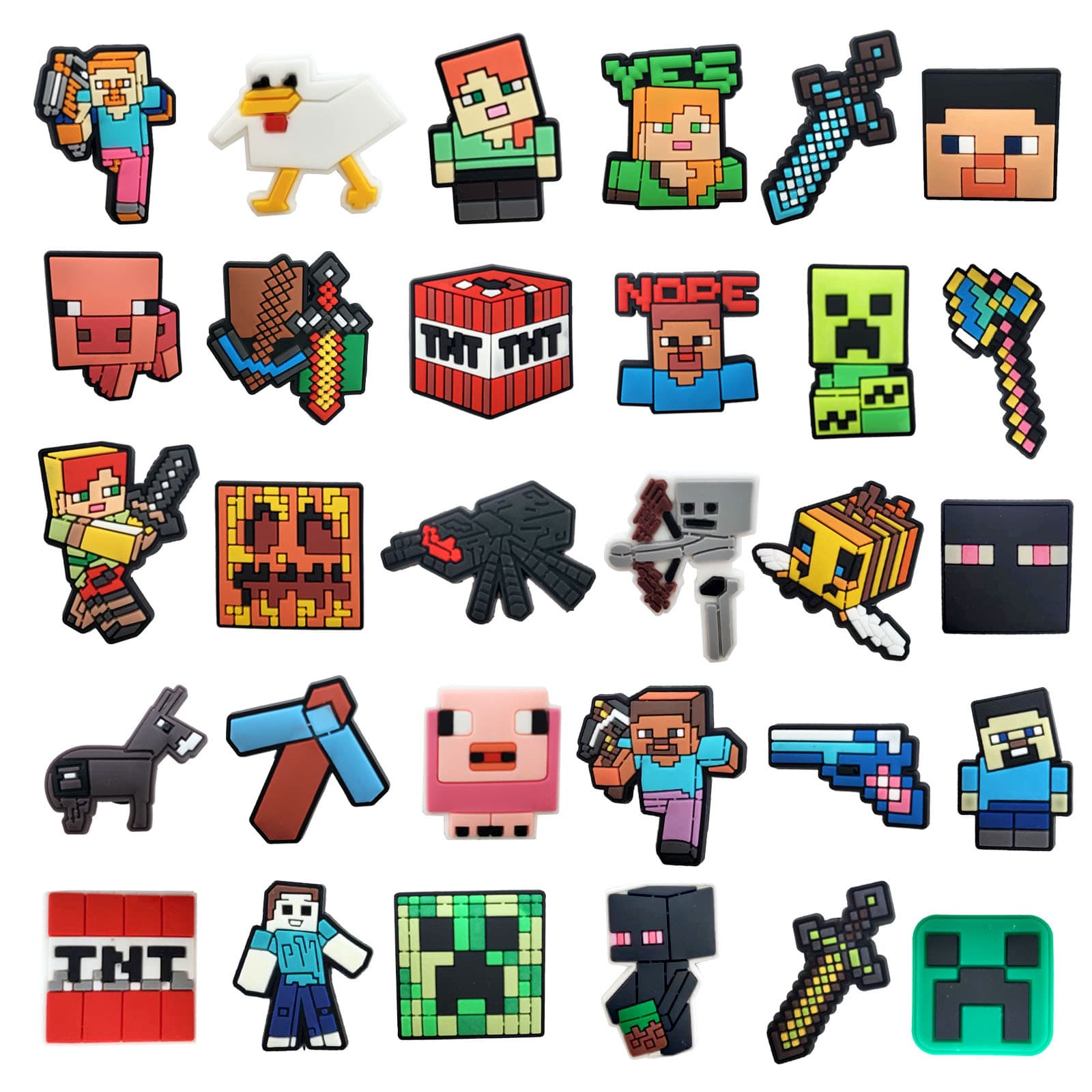 New Minecraft PVC soft plastic drop molding removable decorative buckle Crocs shoe flower shoe buckle cross-border DIY accessories