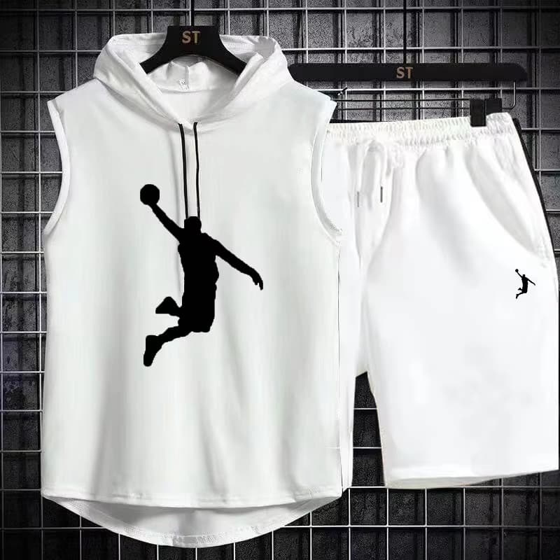 New Cross-Border Sleeveless Vest Set Men's Casual Hooded Hoodie Hip-Hop Sportswear Set