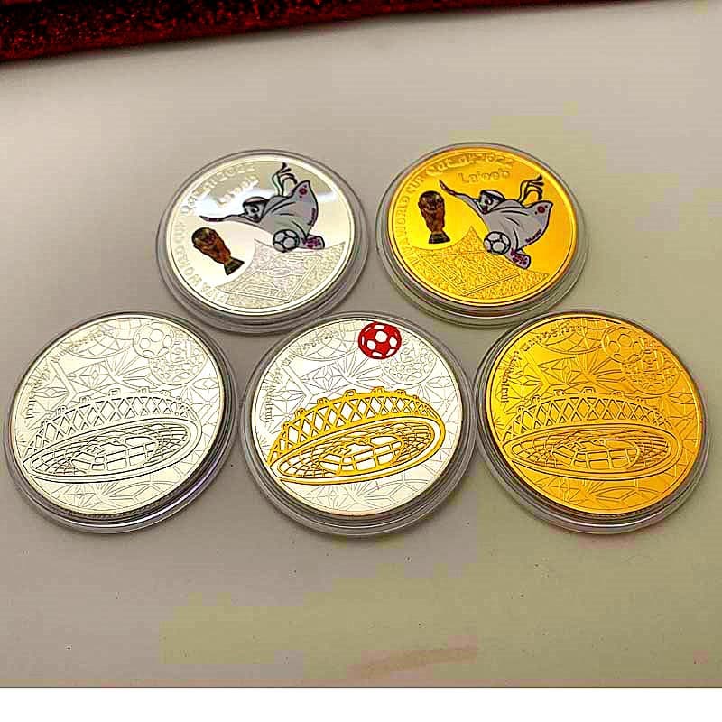2022 Dubai Qatar World Cup Football Gold Plated Commemorative Medals Play Gold Coins Coins Creative Commemorative Coins