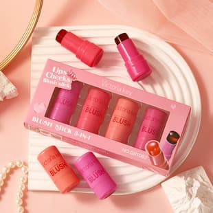 Cross-border Makeup Jelly Blush Stick 4-Piece Set, Hydrating Subtle Shine Natural Contouring Lip & Cheek Blush Cream Set