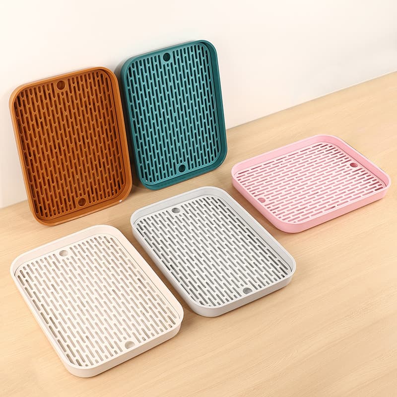 Creative water filter tray, household double-layer draining tray, kitchen water cup and tableware non-slip water control tea tray, plastic storage box