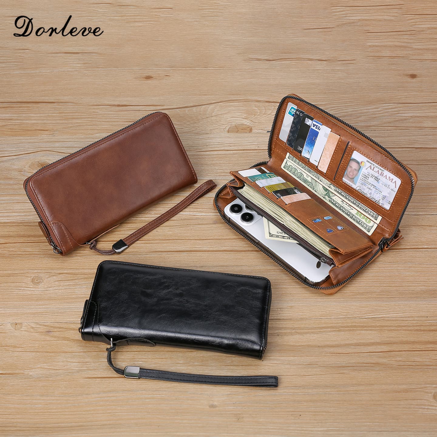 Men's Long Wallet Zip Around Money Clip Youth Simple Fashion Leather Wallet Multifunctional Card Holder Large Capacity Clutch Bag Trendy