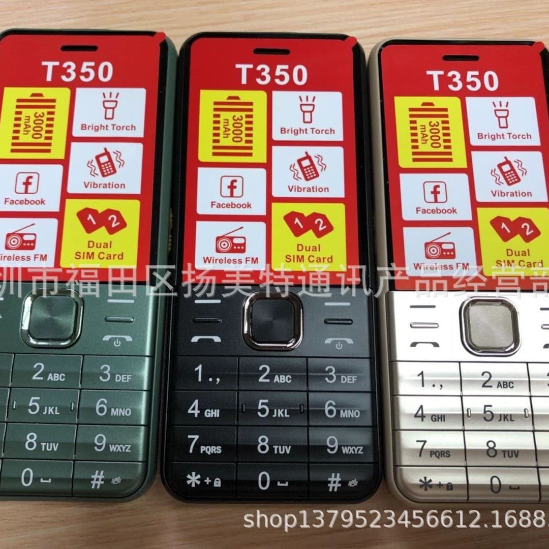 New T350 Phone with WhatsApp Low-End Phone T390 225 230 South America Foreign Language Phone
